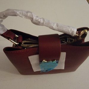 Cat Face Crossbody Bag Burgundy Faux Leather Mini Purse Whimsical Novelty